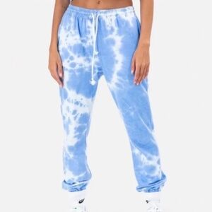 Adika Sky Blue Tie Dye Comfy Cotton Sweatpants, S